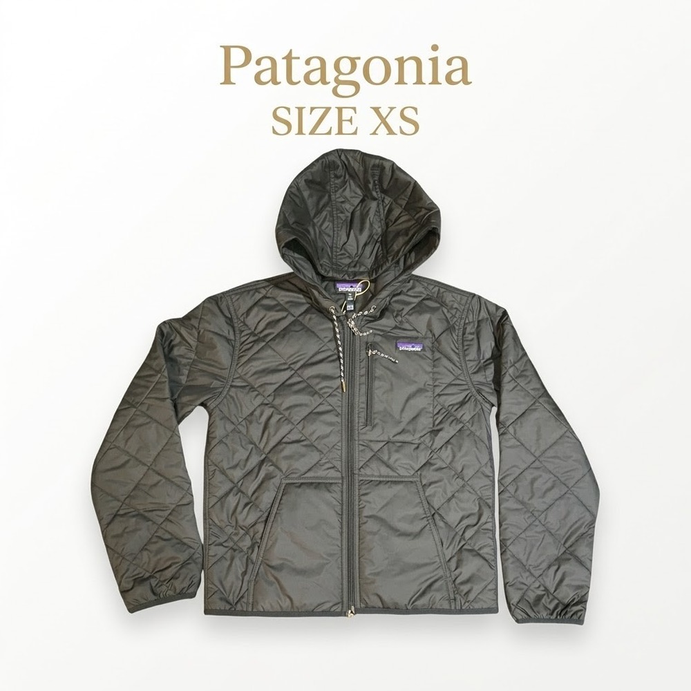Patagonia Diamond Quilted Bomber Hoody Womens XS Black Gorpcore Jacket